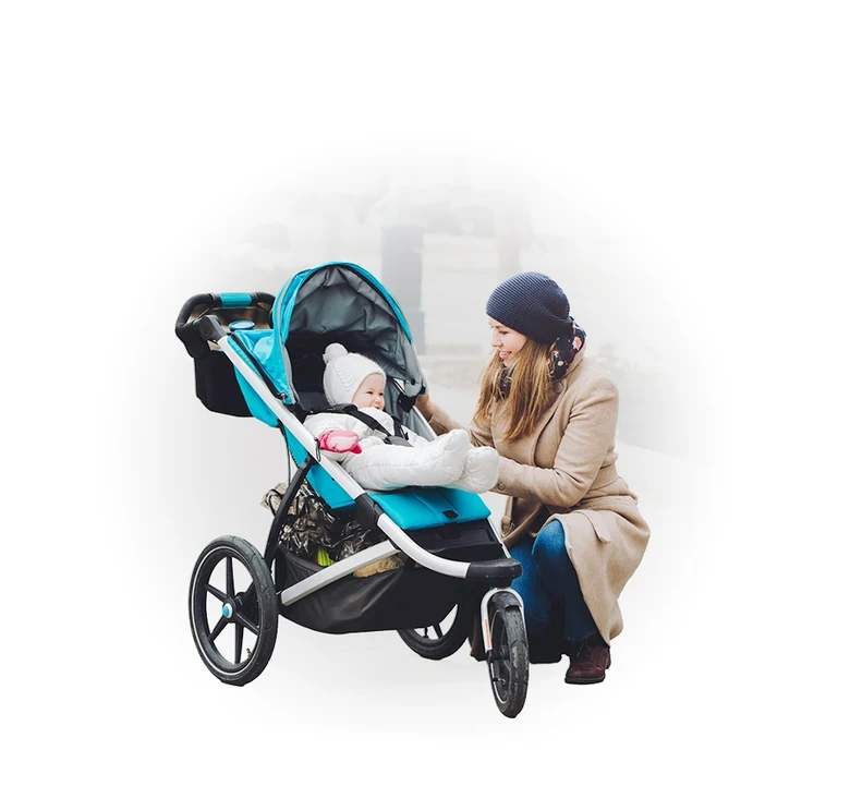 Mother and baby in stroller