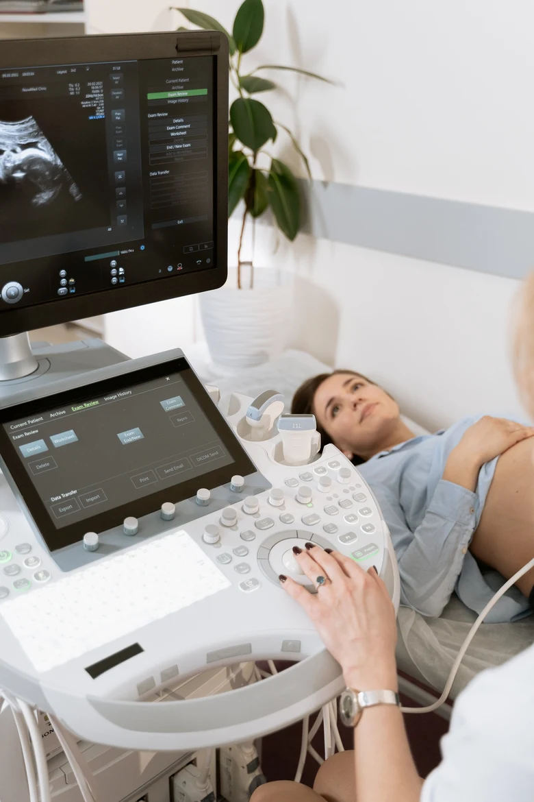 Pregnant woman ultrasound exam